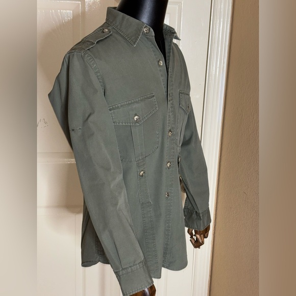 VTG Willis & Geiger Women’s Olive Button Down Long Sleeve Shirt Sz Large - Picture 3 of 11